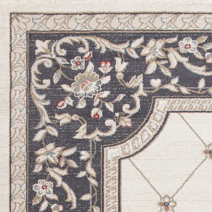 9' x 12' Bordered Floral Indoor Area Rug - Ivory Grey