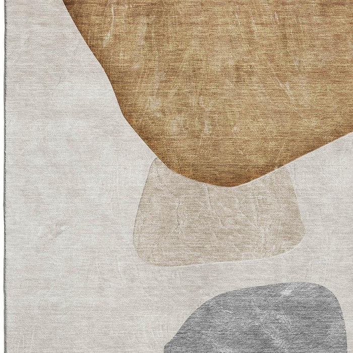 9' X 12' Abstract Washable Area Rug With UV Protection (648471) - Brown / Gray