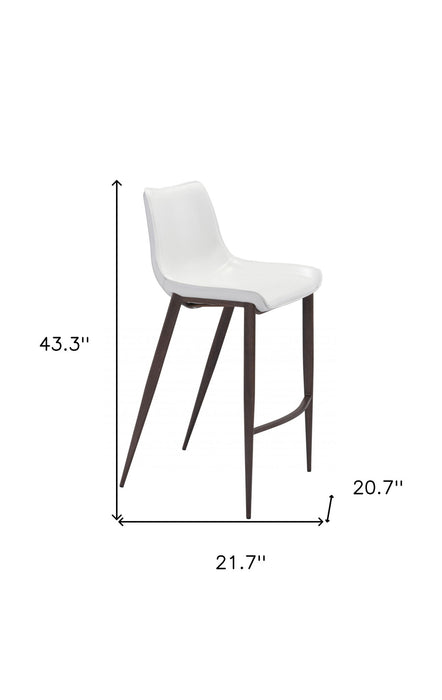 30" Steel Low Back Bar Height Bar Chairs (Set of 2) - White And Brown