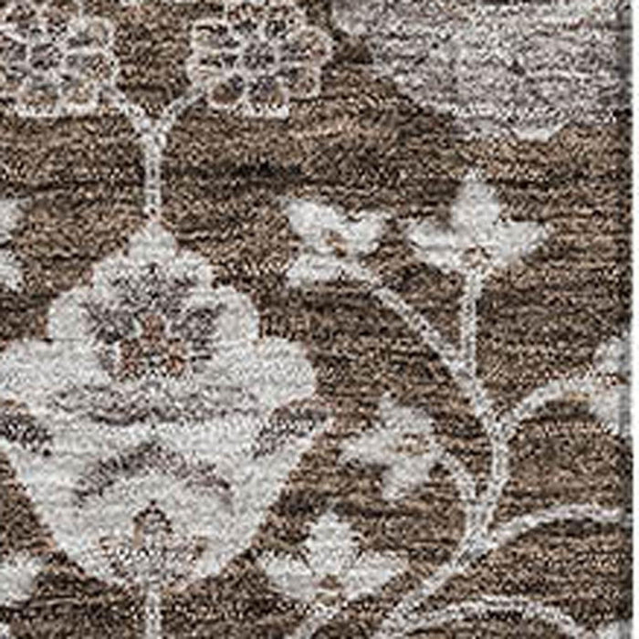 10' X 14' Floral Washable Area Rug With UV Protection (687005) - Chocolate / Beige / Gray