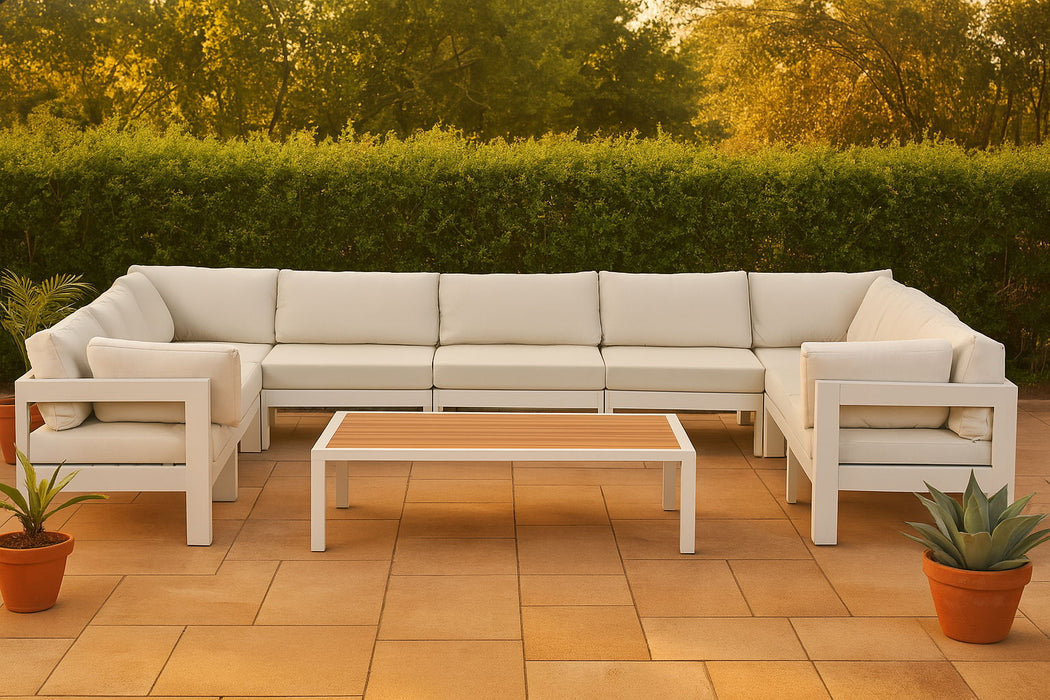 Nizuc - Outdoor Patio 9 Piece Modular Sectional With White Frame