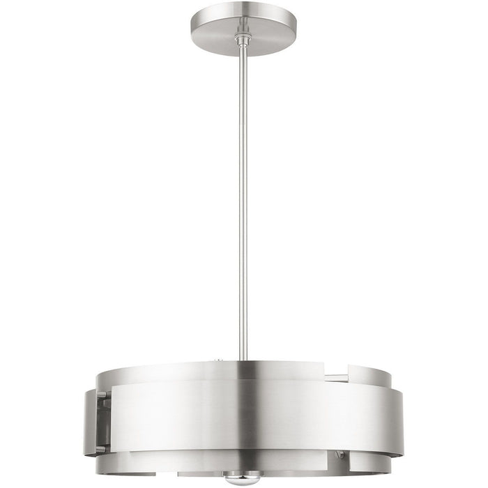 16" Five Light Dimmable Chandelier With Shades - Nickel