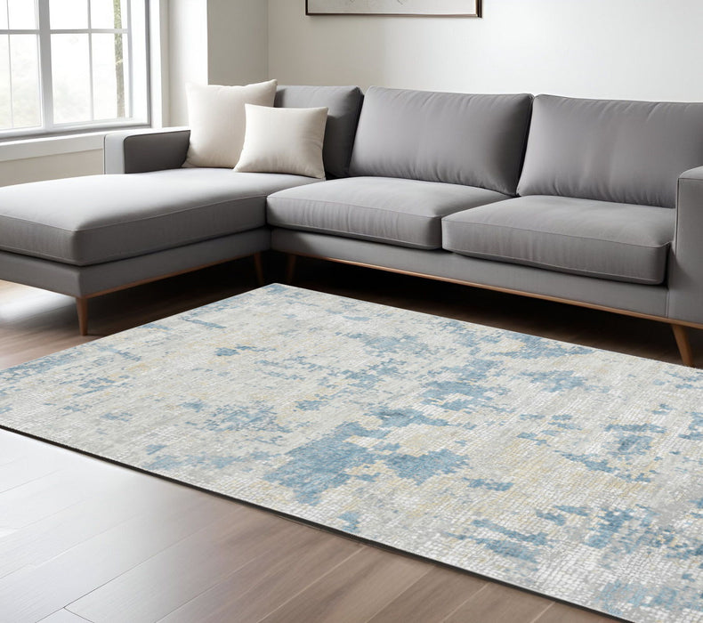 8' X 10' Abstract Area Rug - Ivory And Sky
