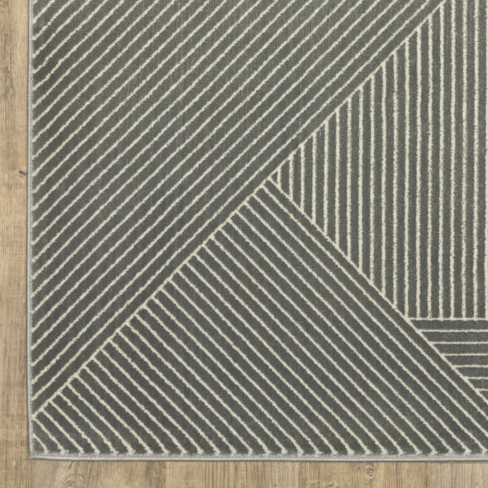 10' X 13' Geometric Area Rug - Gray And Ivory