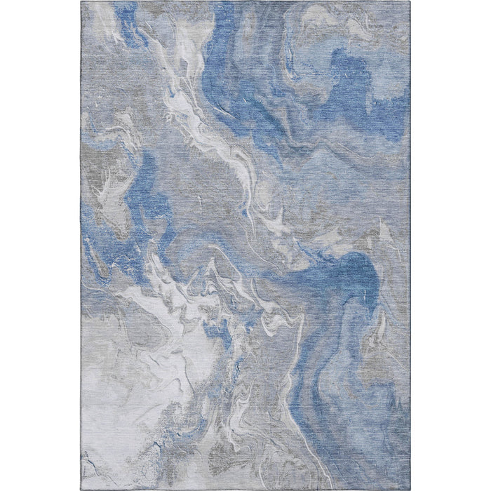 10' X 14' Abstract Washable Area Rug With UV Protection (697068) - Blue / Gray / Ivory