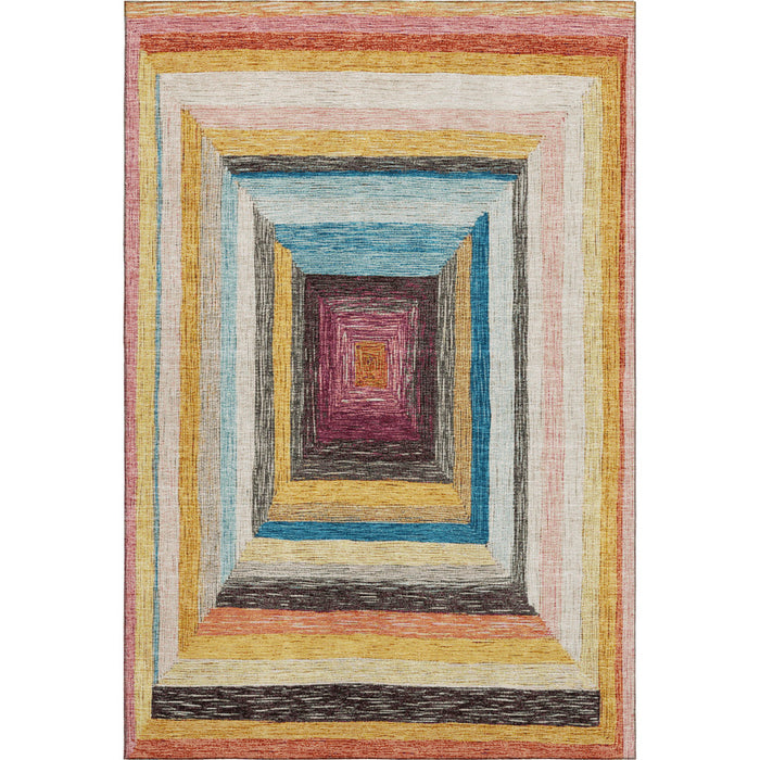 10' X 14' Geometric Washable Area Rug With UV Protection (709336) - Amber / Pink / Teal