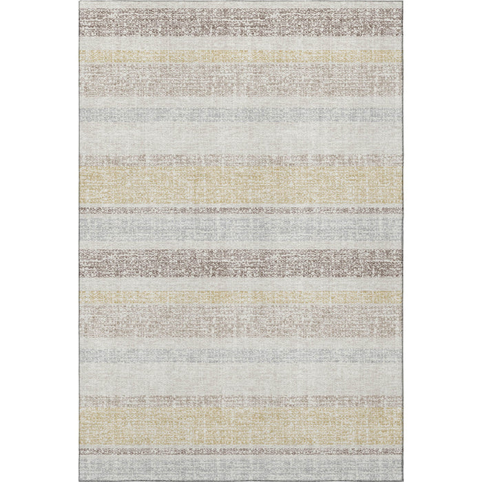 10' X 14' Striped Washable Area Rug With UV Protection (718611) - Ivory / Beige