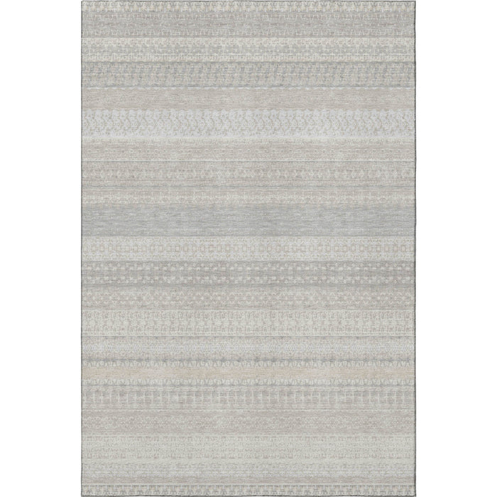 10' X 14' Striped Washable Area Rug With UV Protection (649942) - Ivory / Beige