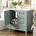 Modern Giga bathroom vanity with sink, solid wood frame, soft closing door, and three drawers for stylish bathroom storage.