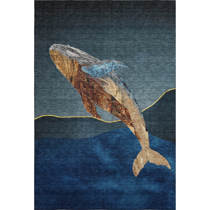 10' X 14' Nautical Washable Area Rug With UV Protection (717230) - Blue / Brown