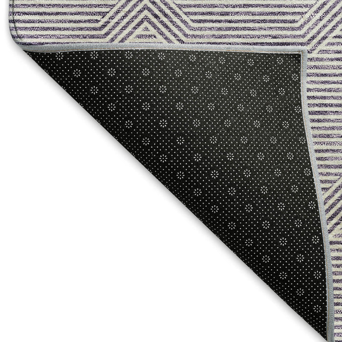 10' X 14' Abstract Geometric Washable Area Rug With UV Protection (672368) - Purple / Ivory