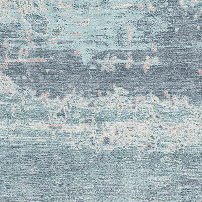 10' X 14' Abstract Washable Area Rug With UV Protection (701117) - Teal / Ivory