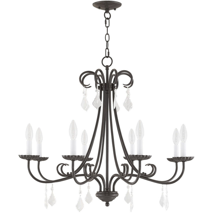 25" Eight Light Dimmable Chandelier With Shades - Bronze