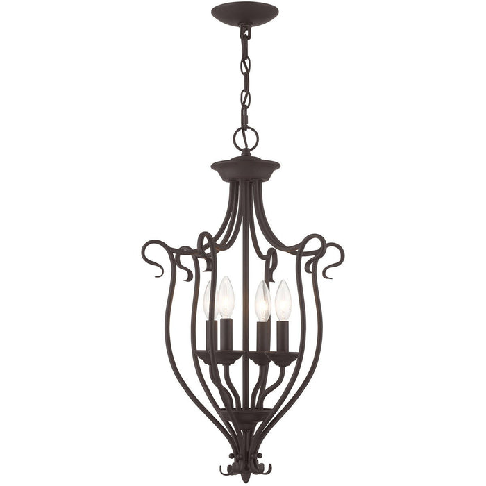 27'' Four Light Dimmable Chandelier With Shades - Bronze