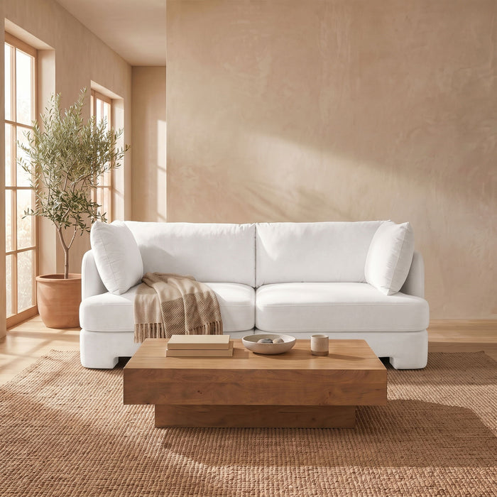 Meridian Furniture Hammond velvet upholstered 2-piece loveseat sectional with plush cushions and stylish design.
