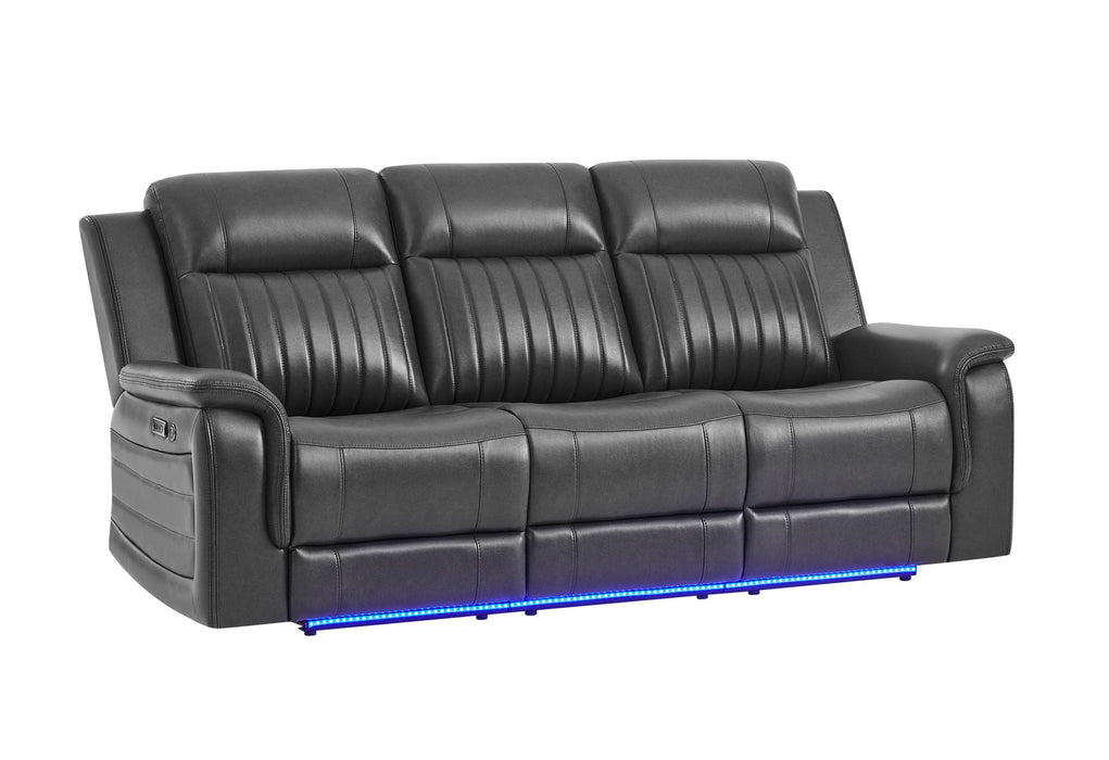 U8879 - Power Reclining Sofa With LED And Global Surround System - Charcoal