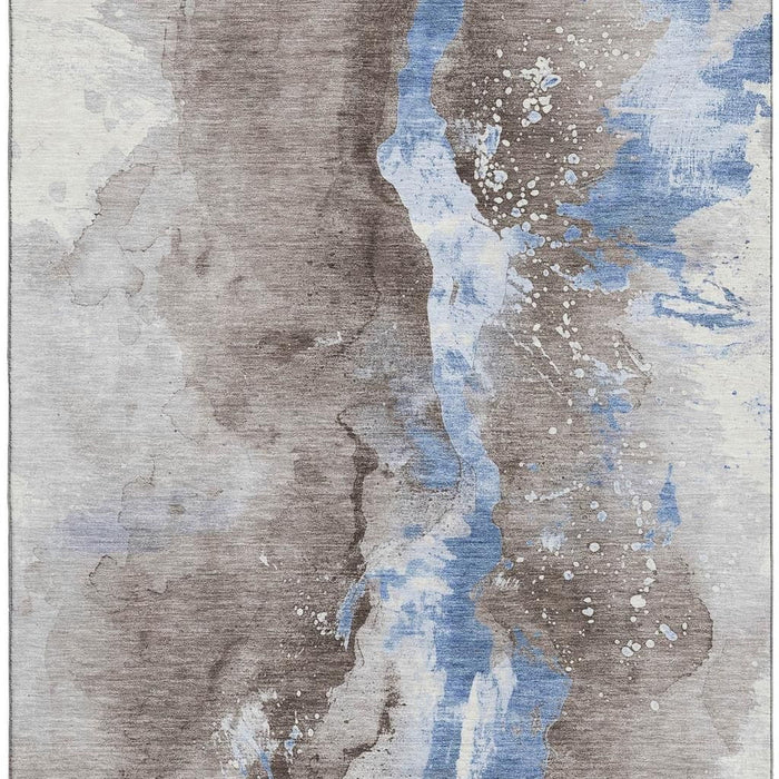 10' X 14' Abstract Washable Area Rug With UV Protection (697962) - Taupe / Blue / Ivory