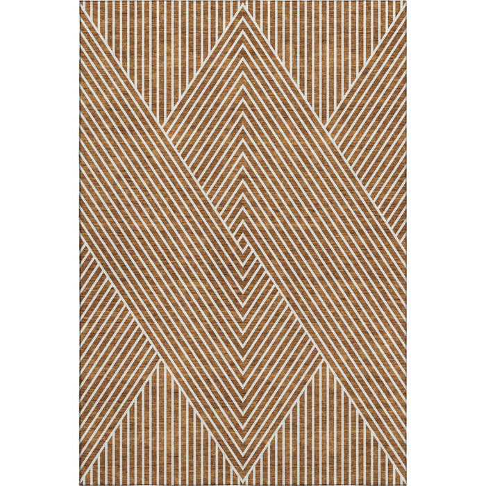 10' X 14' Geometric Washable Area Rug With UV Protection (674682) - Terra Cotta / Ivory