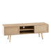 Giga 55.12-inch rattan TV stand with double sliding doors, adjustable shelf, solid wood legs, ideal for living room storage