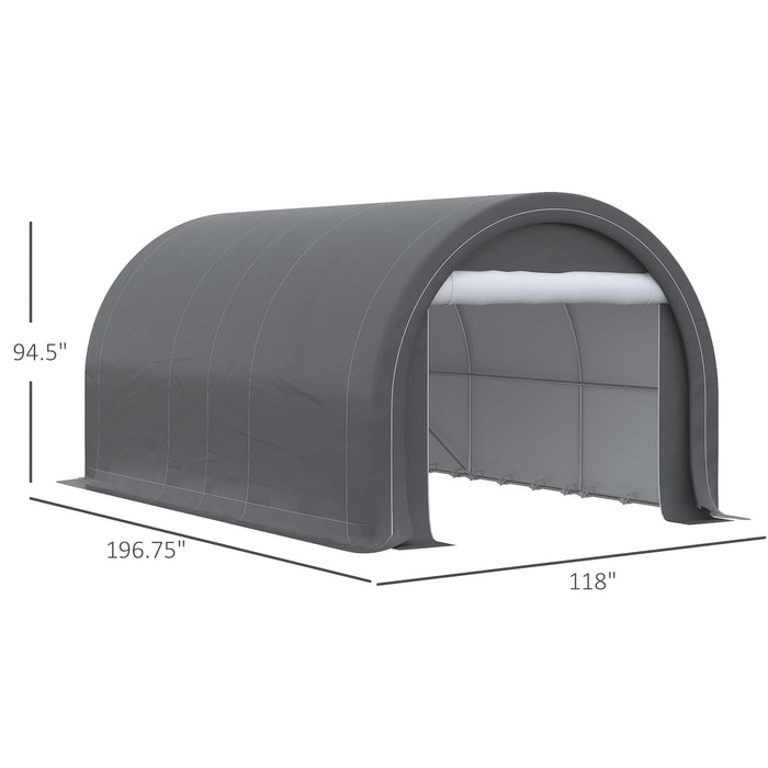 Giga Outsunny 10x16 ft heavy-duty portable carport with UV-resistant canopy, large zippered door for cars, trucks, boats, and outdoor storage