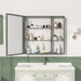 Black and brown wall-mounted Giga medicine cabinet with mirror and adjustable shelves for bathroom storage.