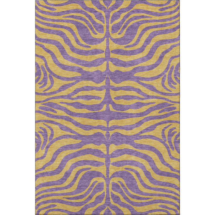 10' X 14' Animal Print Washable Area Rug With UV Protection (681857) - Purple / Peach