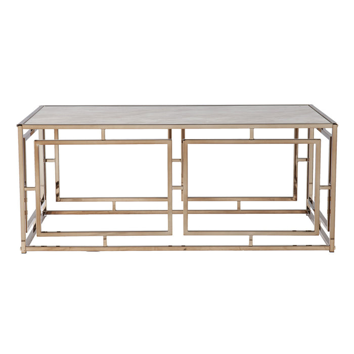 Glass Metal Rectangular Coffee Table - Champagne