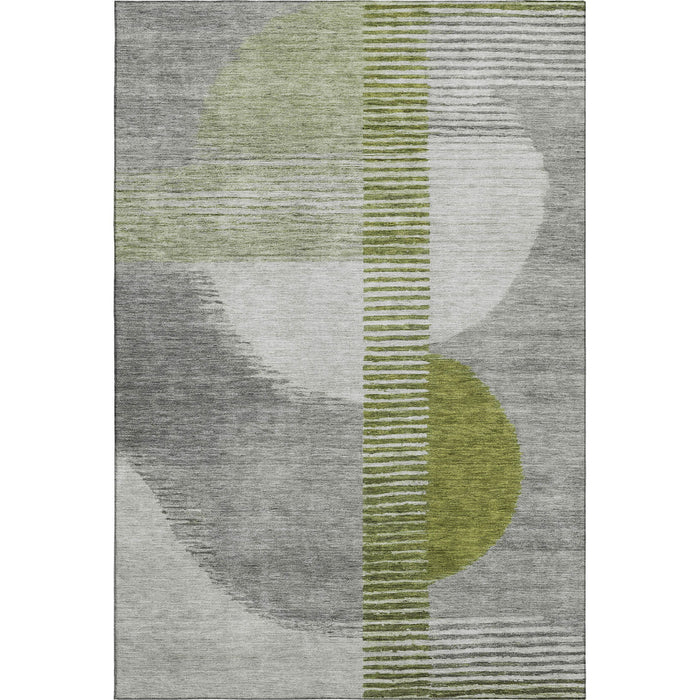 10' X 14' Geometric Washable Area Rug With UV Protection (710616) - Olive Green / Gray / Ivory