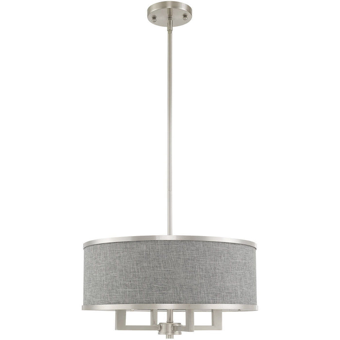 18'' Four-Light Dimmable Chandelier With Shades - Pearl Silver / Nickel