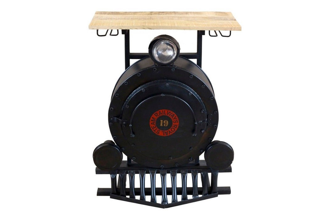 17.5" X 28.5" X 36" Steam Engine Bar Counter - Black
