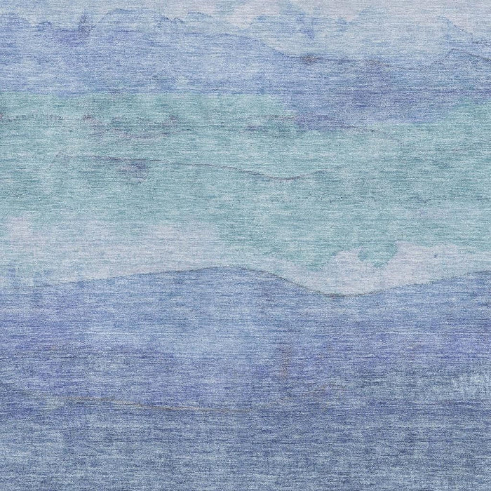 10' X 14' Striped Washable Area Rug With UV Protection (697572) - Blue / Teal