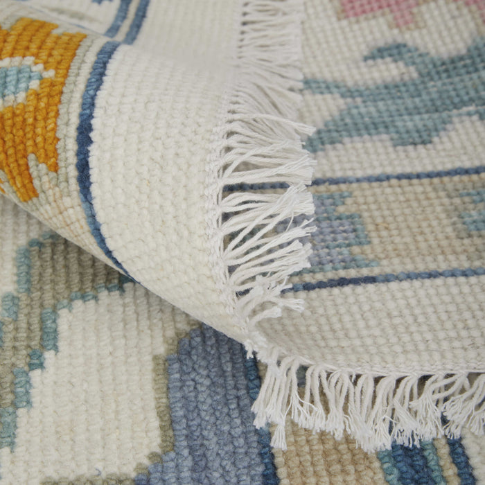 12' X 15' Floral Hand Knotted Area Rug With Fringe - Ivory