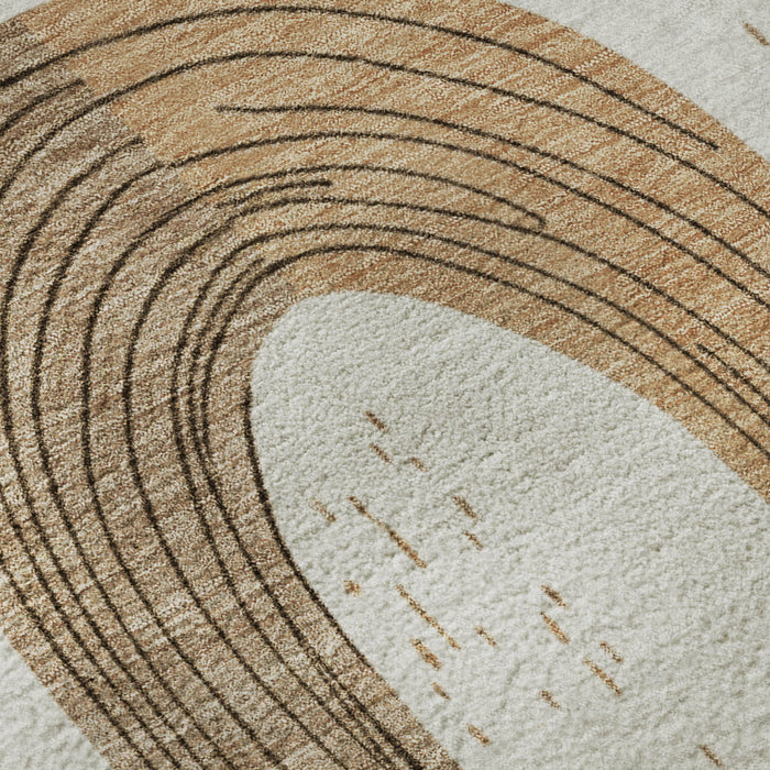 10' X 14' Geometric Washable Area Rug With UV Protection (697536) - Ivory / Khaki / Beige