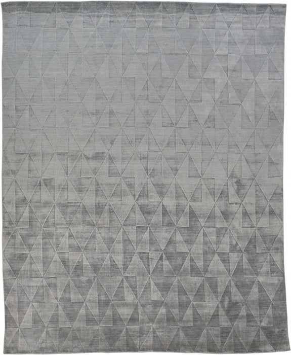 5' x 8' Geometric Hand Woven Area Rug - Gray Ivory And Silver