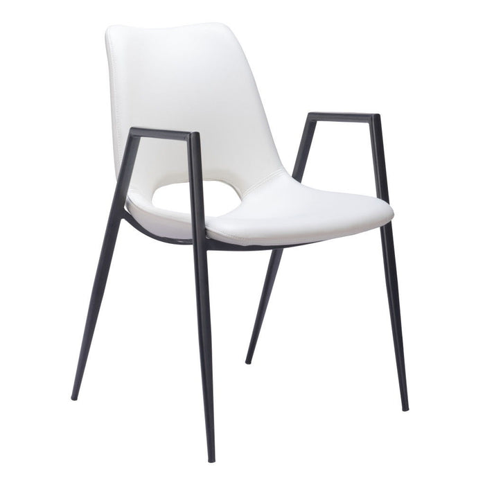Upholstered Faux Leather Open Back Dining Arm Chairs (Set of 2) - White