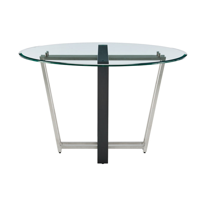 48" Glass And Iron Sled Base Round Top Dining Table - Black
