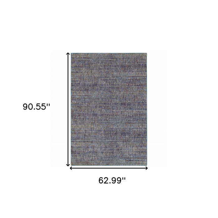 5.3' x 7.6' Power Loom Area Rug - Blue And Ivory