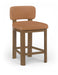 Set of two Meridian Furniture Paloma faux leather counter stools with brown frames, upholstered seating and modern design.