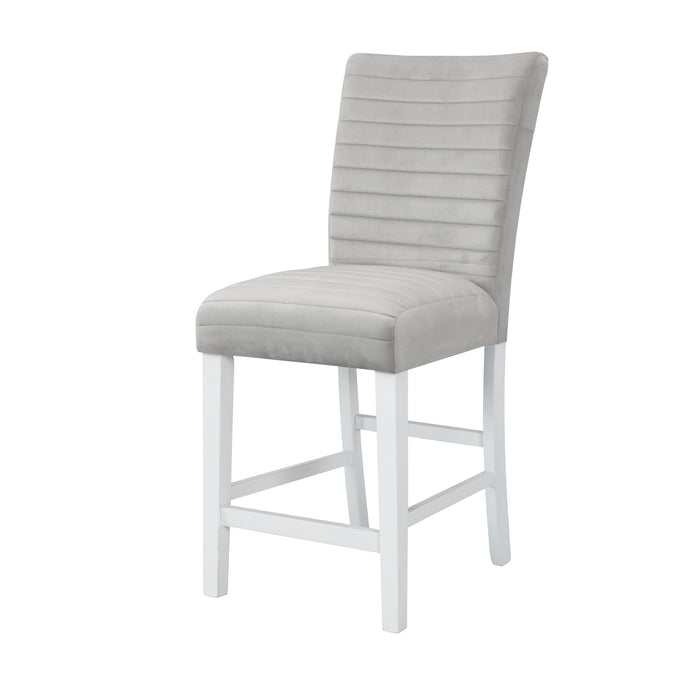 Velvet Solid Wood Counter Height Bar Chairs (Set of 2) - Gray / White