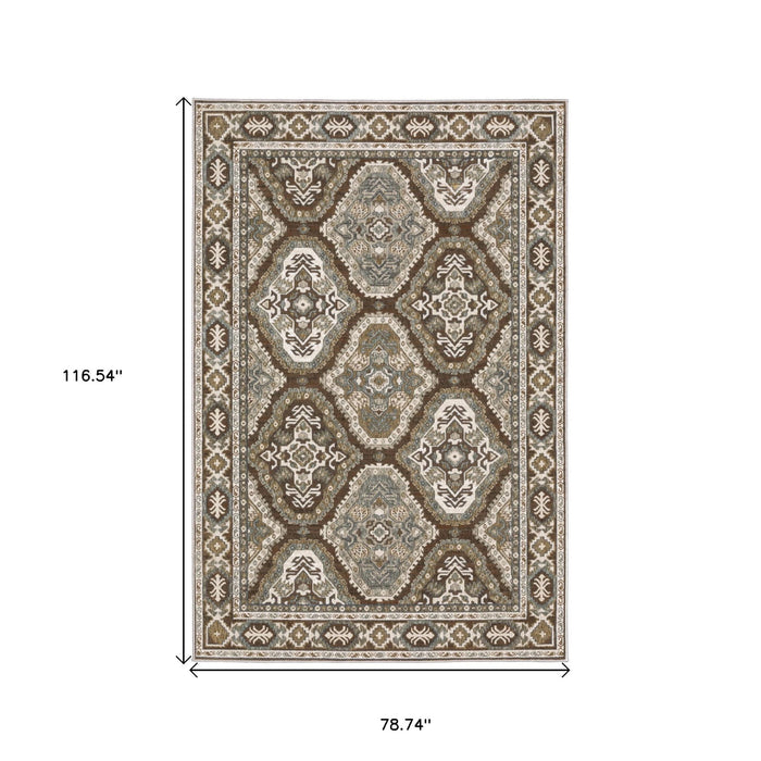 7' X 10' Medallion Area Rug - Blue And Gray
