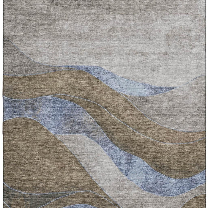 10' X 14' Abstract Washable Area Rug With UV Protection (707167) - Taupe / Blue