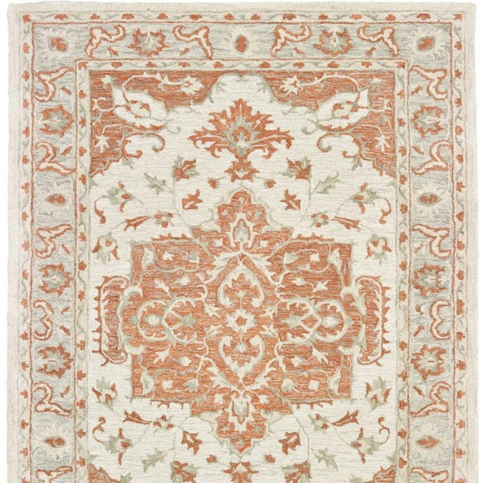 9' x 12' Medallion Area Rug - Orange And Ivory