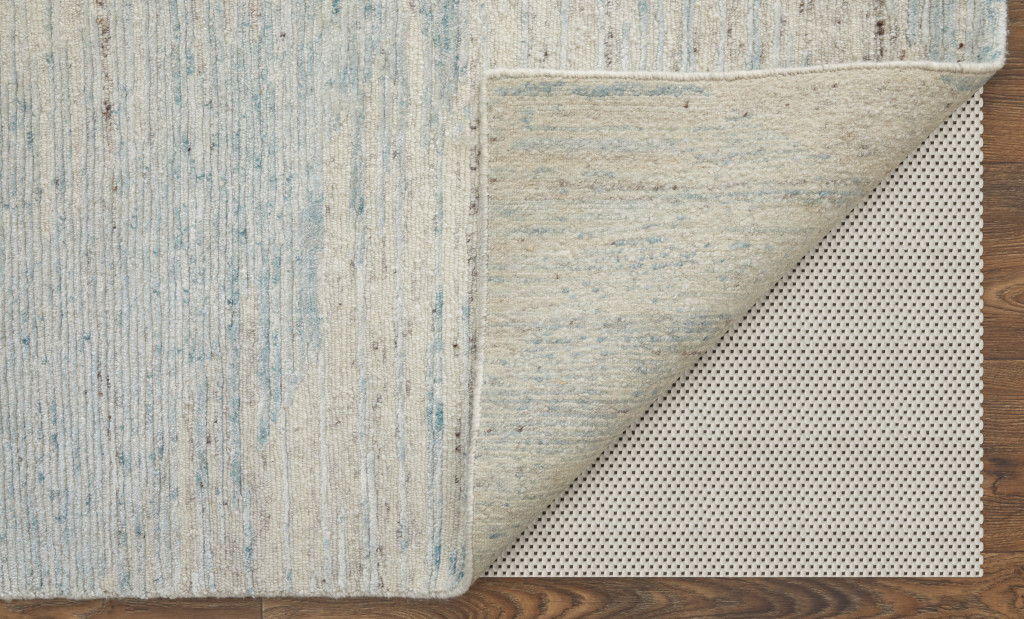 3' x 5' Abstract Hand Knotted Worn Faded Area Rug - Blue And Ivory