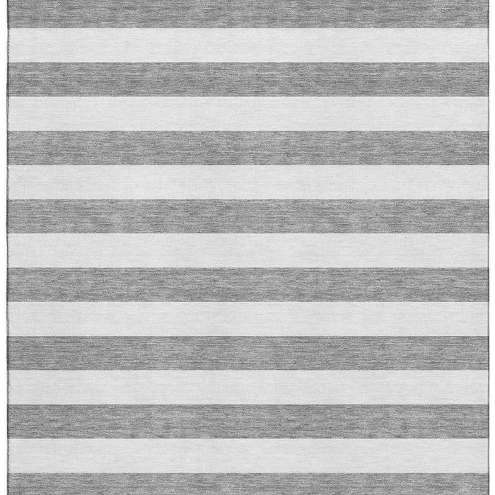 10' X 14' Striped Washable Area Rug With UV Protection (647590) - Gray / Ivory