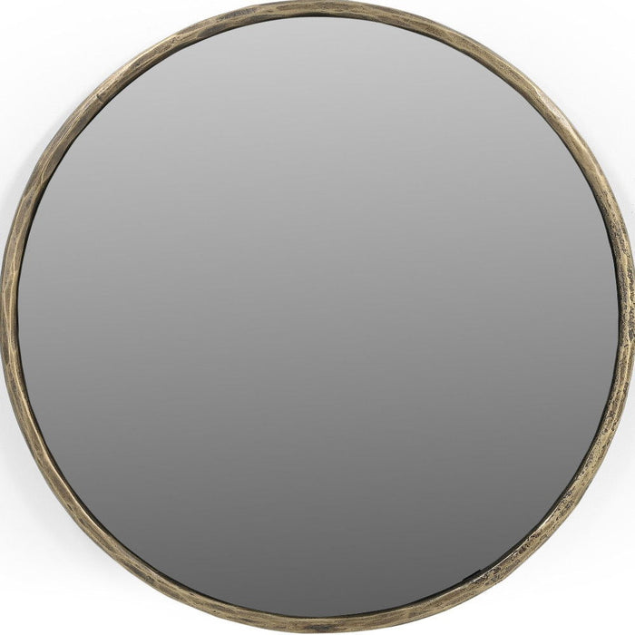 30" Round Iron Framed Accent Mirror - Brass