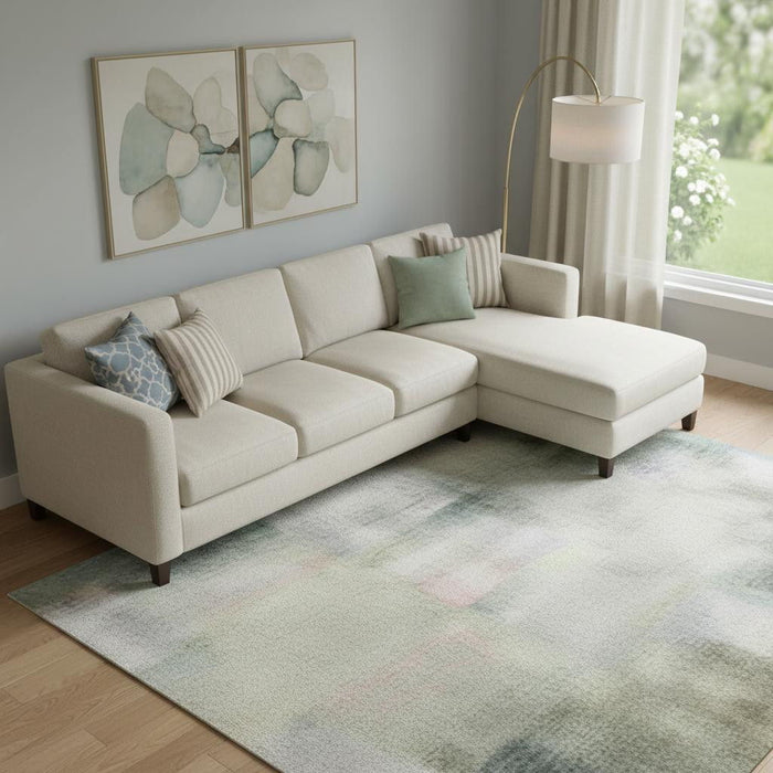 10' X 14' Abstract Washable Area Rug With UV Protection (710010) - Teal / Charcoal / Ivory