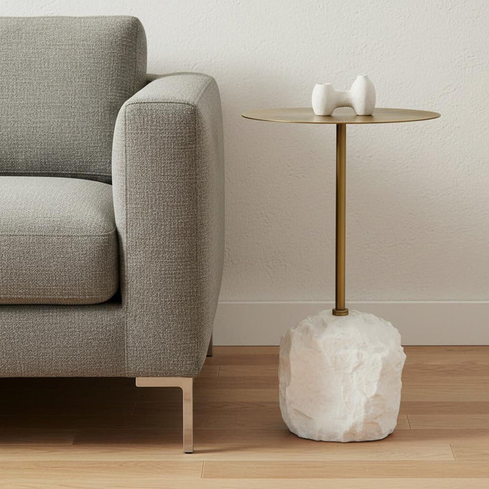 Iron Wood Tray Table - Gold / White