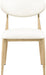 Vegan leather upholstered dining side chair with natural wooden legs, by Meridian Furniture, showcasing a modern, comfortable design.