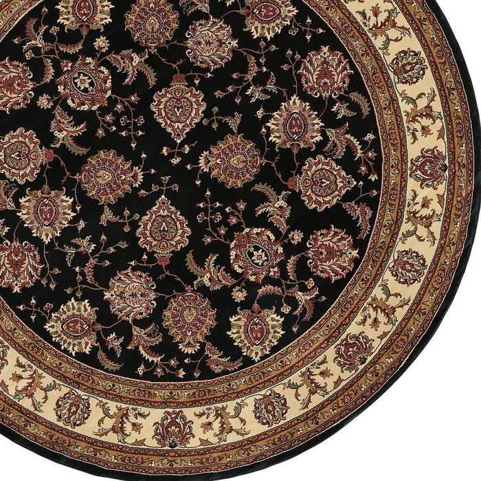 8' Oriental Round Rug - Brown And Ivory