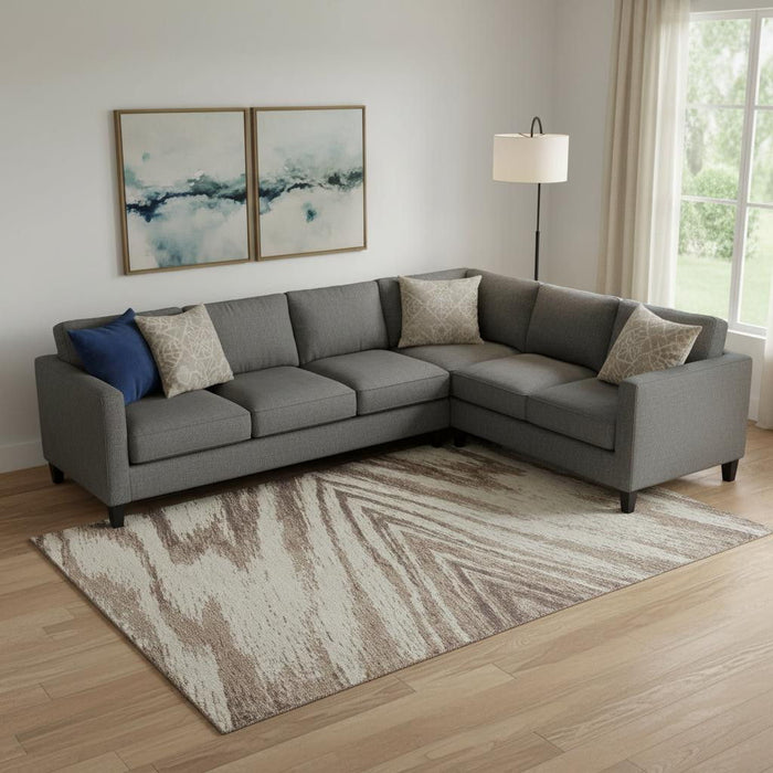 10' X 14' Abstract Washable Area Rug With UV Protection (669696) - Brown / Beige
